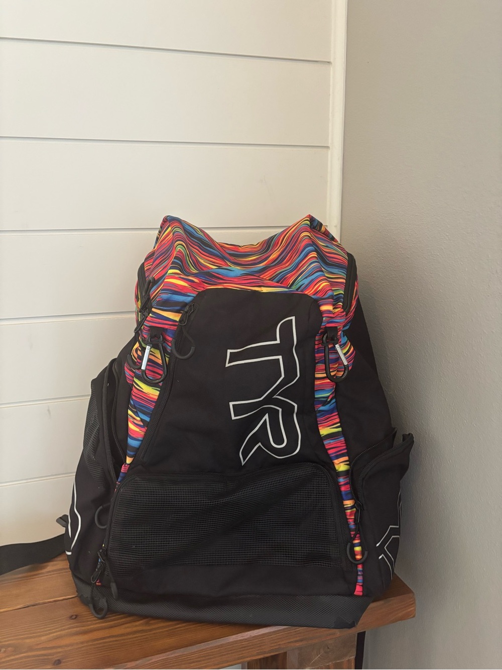 TYR Swim Backpack Black Multicolor Large Swimming Competition Bag
